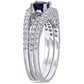 Original Amour 5/8 CT TGW Diffused Sapphire and 5/8 CT TW Diamond Bridal set Ring in 14k White Gold