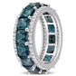 Original Amour 6 3/4 CT TGW London Blue Topaz and 5/8 CT TW Diamond Square Eternity Ring in 14k White Gold