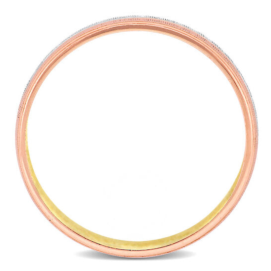 Original Amour 6mm Brushed Finish Wedding Band in 14k 3-Tone Rose, White, and Yellow Gold