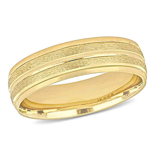 Original Amour 6mm Double Row Textured Wedding Band in 14k Yellow Gold