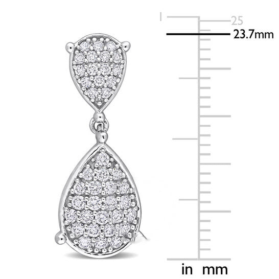 Original AMOUR 7/8 CT TDW Diamond Double Teardrop Earrings In 14K White Gold