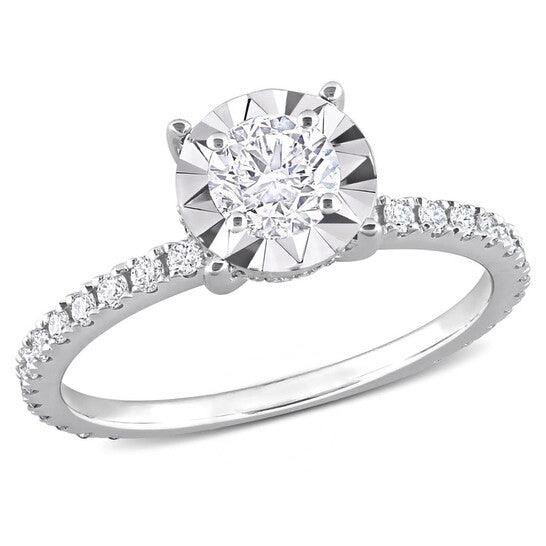 Original Amour 7/8 Ct TW Diamond Halo Engagement Ring in 14k White Gold