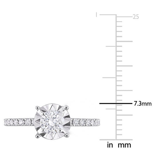 Original Amour 7/8 Ct TW Diamond Halo Engagement Ring in 14k White Gold