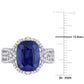 Original Amour 8 1/10 CT TGW Blue Sapphire and 5/8 CT Diamond Ring in 14k White Gold