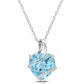 Original AMOUR 9 CT TGW Sky Blue Topaz and Diamond Accent Heart Wrapped Pendant with Chain In Sterling Silver