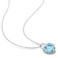 Original AMOUR 9 CT TGW Sky Blue Topaz and Diamond Accent Heart Wrapped Pendant with Chain In Sterling Silver