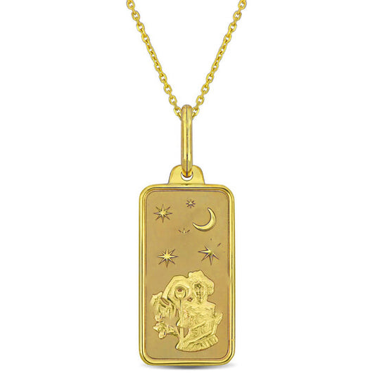 Original AMOUR Aquarius Horoscope Necklace In 10K Yellow Gold