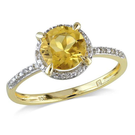 Original Amour Citrine Diamond 10K Yellow Gold Ring