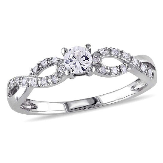 Original Amour Diamond and White Sapphire 10K White Gold Ring