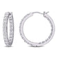 Original AMOUR 2 1/2 CT DEW Created Moissanite Beaded Hoop Earrings In 10K White Gold