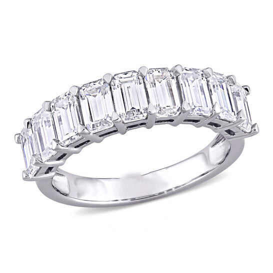 Original Amour Ladies 10k White Gold 2.7 Ct Emerald Cut White Moissanite Anniversary Ring