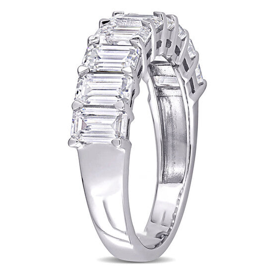 Original Amour Ladies 10k White Gold 2.7 Ct Emerald Cut White Moissanite Anniversary Ring