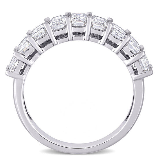 Original Amour Ladies 10k White Gold 2.7 Ct Emerald Cut White Moissanite Anniversary Ring