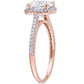 Original Amour Ladies 14k Rose Gold 2 Ct Cushion Cut White Diamond Pave Ring