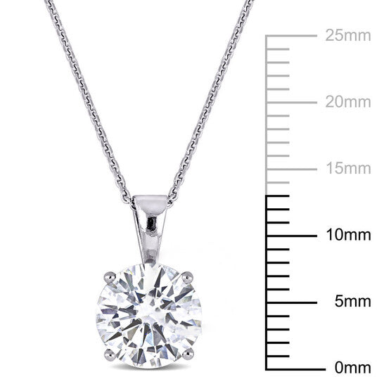 Original AMOUR 2 CT DEW Created Moissanite Solitaire Pendant with Chain In 14K White Gold