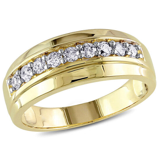 Original Amour Men's 1/2 CT TW Diamond Wedding Band in 10k Yellow Gold