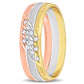 Original Amour Men's 6mm Cubic Zirconia Matte Three Row Wedding Band in 14k 3-Tone Rose, Yellow, and White Gold