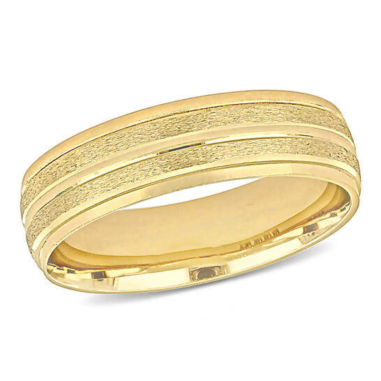 Original Amour Men's 6mm Double Row Textured Wedding Band in 14k Yellow Gold