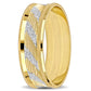 Original Amour Men's 6mm Ribbed and Striped Curved Wedding Band in 14k Yellow Gold