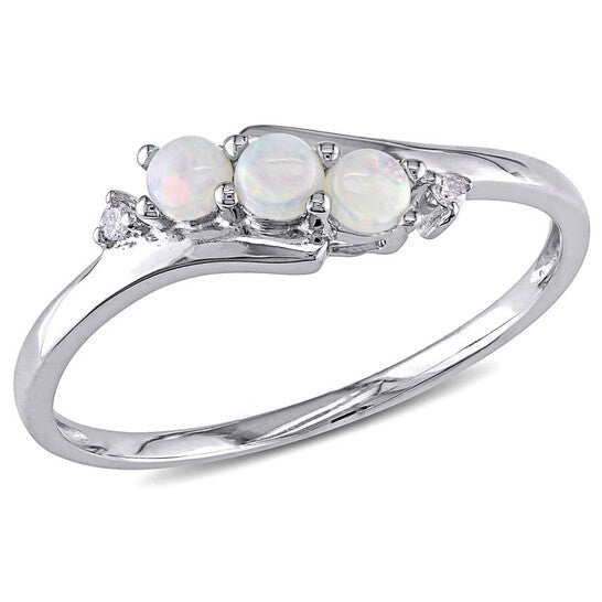 Original Amour Opal and Diamond 10K White Gold Ring