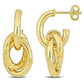 Original AMOUR Open Huggie Hoop with Open Oval Drop Earrings In 10K Yellow Gold