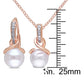 Original AMOUR 1/10 CT TW Diamond and 8 - 8.5 Mm Cultured Freshwater Pearl Swirl Leverback Earrings and Pendant with Chain 2-piece Set In Rose Silver