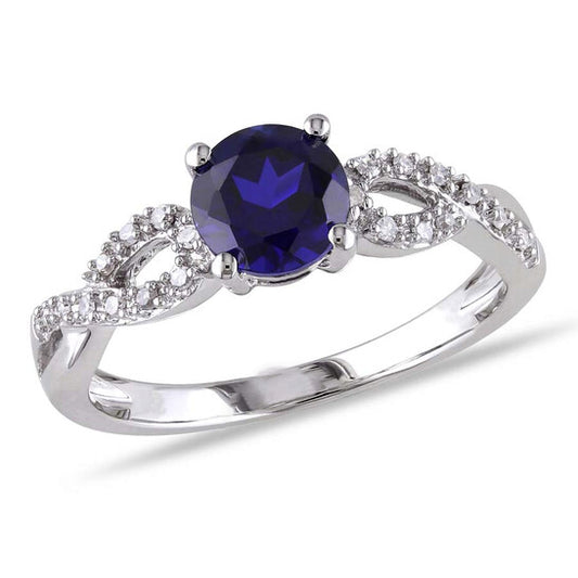 Original Amour Sapphire and Diamond 10K White Gold Ring