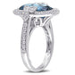 Original Amour Silver 0.03 CT Diamond TW And 7 7/8 CT TGW Blue Topaz - London White Topaz Fashion Ring