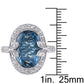 Original Amour Silver 0.03 CT Diamond TW And 7 7/8 CT TGW Blue Topaz - London White Topaz Fashion Ring