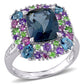 Original Amour Silver 0.04 CT Diamond TW And 5 4/5 CT TGW Blue Topaz - London Rhodolite Amethyst Tsavorite Fashion Ring