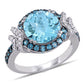 Original Amour Silver Black Rhodium Plated 1/8 CT Diamond TW And 4 4/5 CT TGW Blue Topaz - Sky Blue Topaz - London Fashion Ring