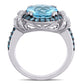 Original Amour Silver Black Rhodium Plated 1/8 CT Diamond TW And 4 4/5 CT TGW Blue Topaz - Sky Blue Topaz - London Fashion Ring