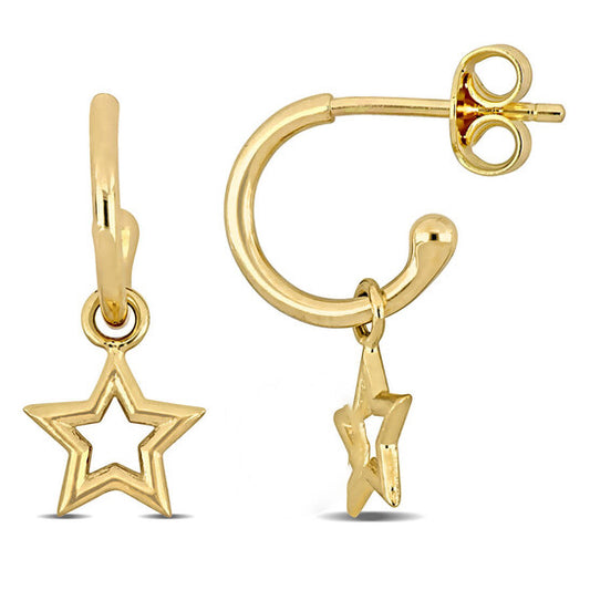 Original Amour Star Charm Hoop Earrings in 14k Yellow Gold