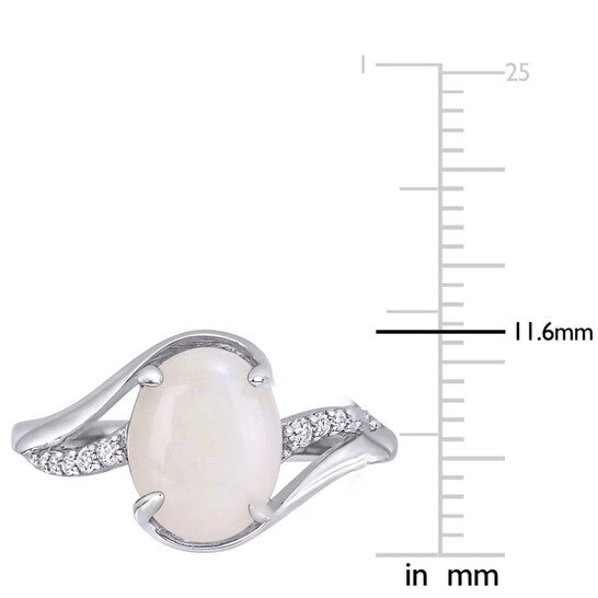 Original Amour Sterling Silver 1 5/8 CT TGW Opal and 1/10 CT TDW Diamond Cocktail Ring