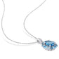 Original AMOUR 2-pc Set Of 13 1/5 CT TGW London, Swiss, Sky Blue and White Topaz Halo Leverback Earrings and Pendant with Chain In Sterling Silver