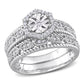 Original Amour Sterling Silver 1/4 CT TW Diamond Hexagon Halo Bridal Ring Set