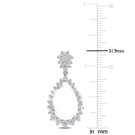 Original AMOUR 2 1/5 CT DEW Created Moissanite Open Teardrop Dangle Earrings In Sterling Silver