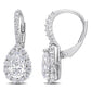 Original AMOUR 2 5/8 CT DEW Created Moissanite Teardrop Halo Leverback Earrings In Sterling Silver