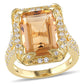 Original Amour Yellow Silver 0.04 CT Diamond TW And 7 3/5 CT TGW Citrine White Topaz Fashion Ring