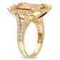 Original Amour Yellow Silver 0.04 CT Diamond TW And 7 3/5 CT TGW Citrine White Topaz Fashion Ring