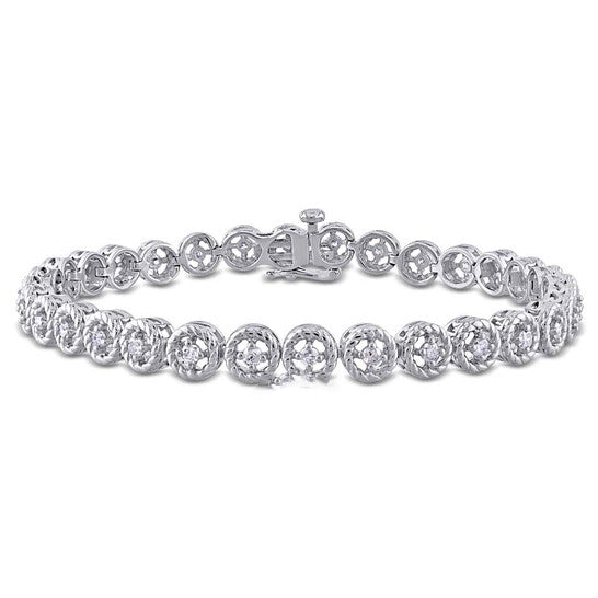 Original AMOUR 1 CT TDW Diamond Tennis Link Bracelet In Sterling Silver