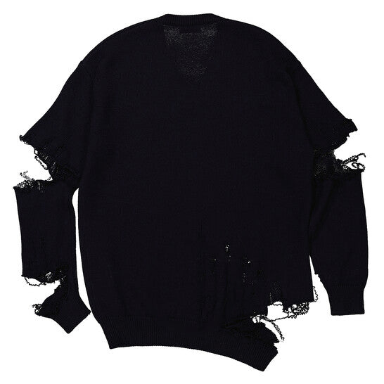 Original Balenciaga Navy Cut Out Crewneck Knitted Jumper