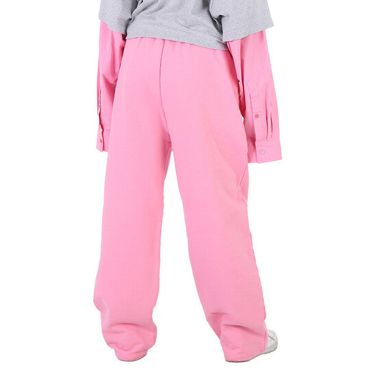 Original Balenciaga Pink Logo Embroidered Oversized Cotton Track Pants