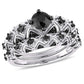 Original Black Diamond Milgrain Detail Bridal Set in 10k White Gold with Black Rhodium