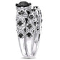 Original Black Diamond Milgrain Detail Bridal Set in 10k White Gold with Black Rhodium