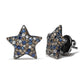 Original Black Rhodium Plated 18K White Gold 1.00 Cttw Diamond and Round Blue Sapphire Gemstone Micro-Pave Star Stud Earrings