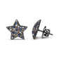 Original Black Rhodium Plated 18K White Gold 1.00 Cttw Diamond and Round Blue Sapphire Gemstone Micro-Pave Star Stud Earrings