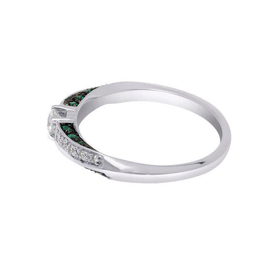 Original Bliss 18K White Gold, Diamond and Emerald Band Ring sz 7 20067091