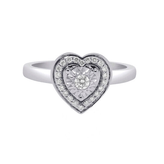 Original Bliss 18K White Gold, Diamond Heart Band Ring sz 6.5 20087973