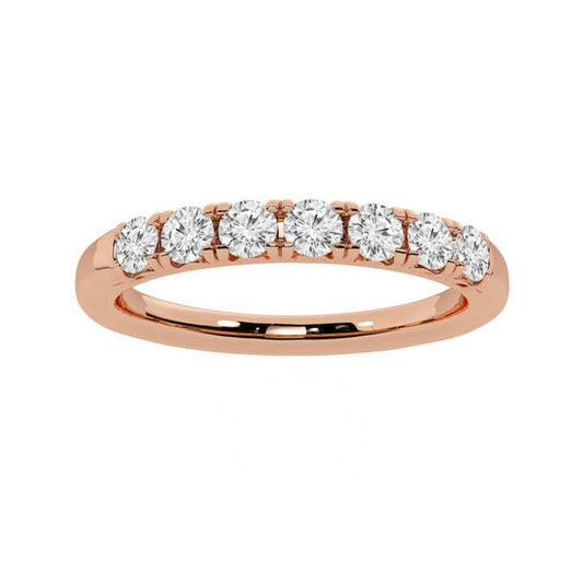 Original Brilliant Diamond 14K Rose Gold 1/2 CTTW Round-Cut LAB GROWN Diamond Seven Stone Anniversary Band (G+/SI)